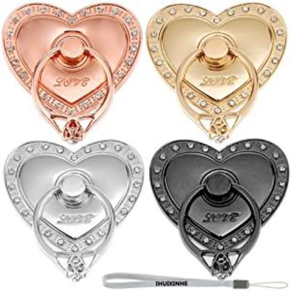 Heart Shape Cell Phone Ring Holder-Fits all Phones, Rose Gold